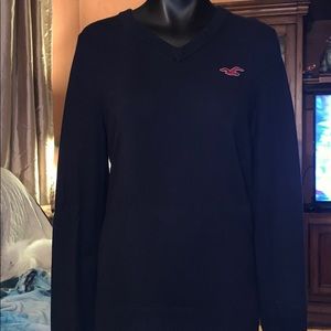 Hollister v neck blue sweater medium